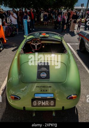 1950's Porsche 356 two door convertible fully restored on dispay at the Cooly Rocks On festival at Coolangatta, Gold Coast, Queensland Stock Photo