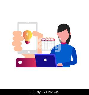 The girl is working on the laptop . Stock Photo