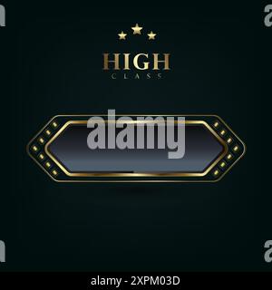 Luxury art deco button isolated on black background. Realistic vector illustration of bronze, golden, silver metal luxury ui concepts with sophisticat Stock Vector