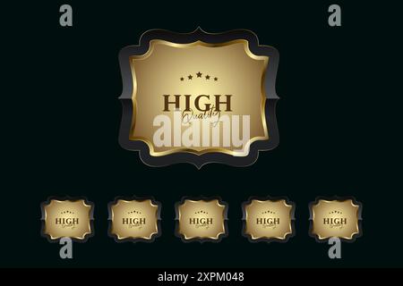Groups Luxury, gold and premium Abstract buttons on black background used in UI concept and website interface design. Vector vintage frames design Stock Vector