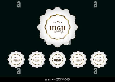 Set of Six buttons premium frame with gold border decoration on dark background and glitter light effect element. on dark luxury button style Stock Vector