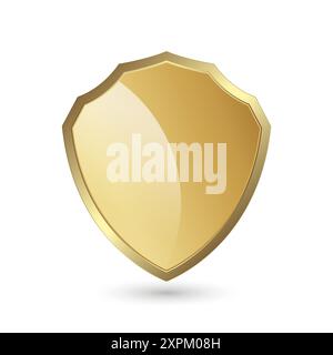 A Gold secured icon, symbols, and defence shape button on isolated background, A luxury, premium gold icons isolated white. Vector illustration Stock Vector