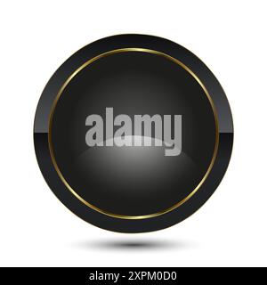 Circle button vector for UI buttons, Luxury button design, gold circle dark button, premium button on Dark background, vector illustration Stock Vector