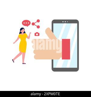 Girl likes to chat on mobile. Stock Photo