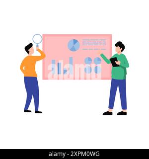 A boy and a girl are working on a chart graph. Stock Photo