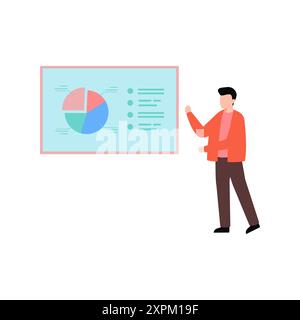 The boy is working on a business chart. Stock Photo