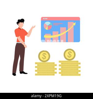 The boy is working on a business graph. Stock Photo