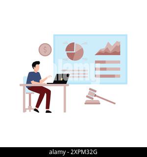 The boy is working on a chart graph. Stock Photo