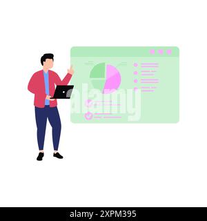 The boy is working on a chart report. Stock Photo