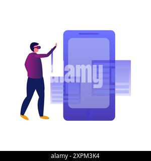 A boy is looking at the phone. Stock Photo