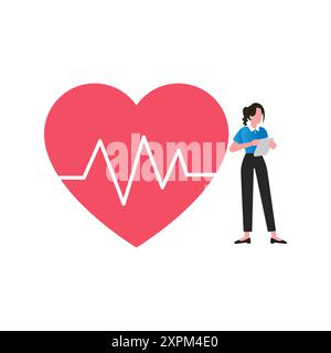 The girl is looking at the heart report. Stock Photo