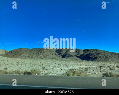 Photo of Cave Mountain viewed from Interstate 15 within Mojave Trails National Monument, California in the  United States of America. Stock Photo