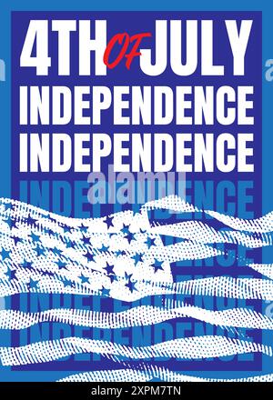 4th of July independence day poster, banner, flyer, background, template, with the greetings, and liberty statue illustration, for social media post Stock Vector