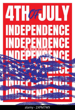 4th of July independence day poster, banner, flyer, background, template, with the greetings, and liberty statue illustration, for social media post Stock Vector
