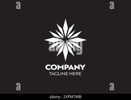 flower with sharp edge logo, template vector icon illustration design in black background, floral logo design for business and corporate identity Stock Vector