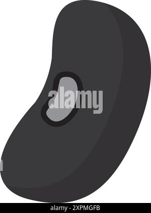Black turtle bean vector. Black turtle bean on white background. Stock Vector