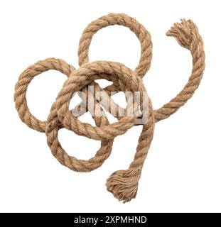 Jute rope with a knot or loop on a white background. Jute Stock Photo ...
