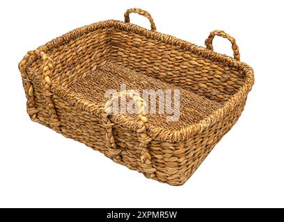 empty large wicker basket isolated on white background with clipping path Stock Photo