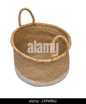empty large wicker basket isolated on white background Stock Photo