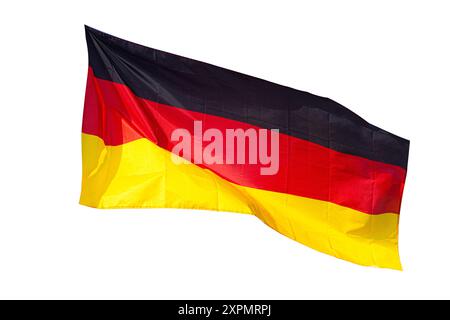 Waving flag of Germany isolated on white background  Germany flag for independence day. The symbol of the state on wavy fabric. Stock Photo