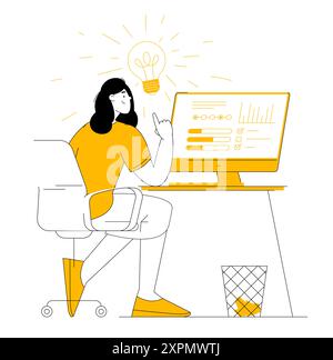 Concept of finding brilliant ideas. Stock Vector