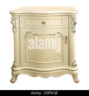modern wood bedside table isolated on white background with clipping path Stock Photo