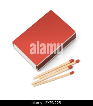 Box of matches isolated on white background. Full depth of field. Close up, Stock Photo