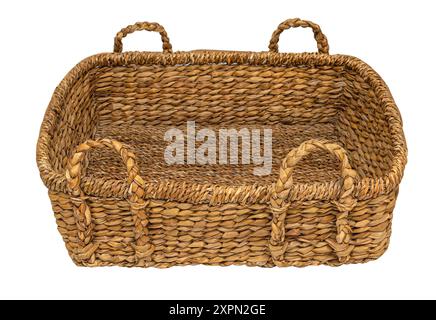 empty large wicker basket isolated on white background with clipping path Stock Photo