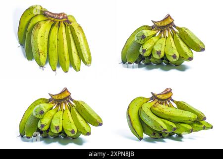 Set of bunch bananas isolated on white background, clipping path included. Stock Photo