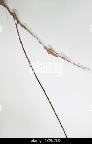 Top View of Cracked White Tiled Floor Stock Photo