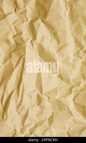 Light Brown Crumpled Paper Texture for Abstract Background Stock Photo