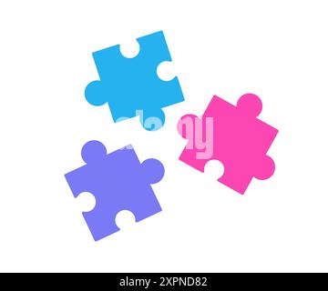 Community puzzle pieces glyph icon logo emblem Stock Vector