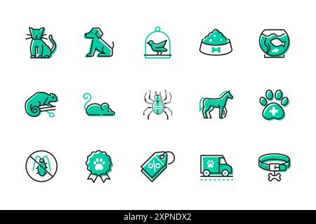 Pet shop - set of line design style icons Stock Vector