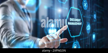 DMS Document Management System in addition to digitization and process automation to efficiently manage files Stock Photo