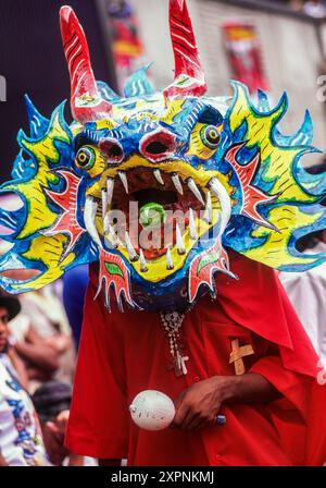 Devil dancers or Diablos De Yare during Corpus Christi celebration in San Francisco de Yare, Miranda state, Venezuela Stock Photo