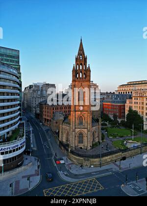 Elevated view of Liverpool Parish Church also known as Our Lady and St Nicholas on the Strand Liverpool UK. Stock Photo