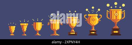 Pixel art bronze cup award trophy icon Stock Vector Image & Art - Alamy