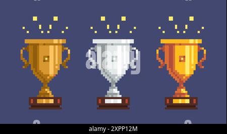 Pixel art bronze cup award trophy icon Stock Vector Image & Art - Alamy