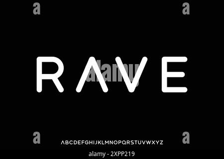 Modern luxury rounded rave alphabet display font vector Stock Vector