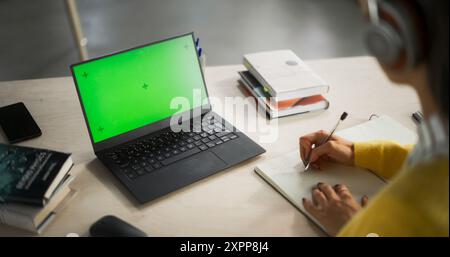 Programmer using chroma key laptop to implement artificial intelligence ...