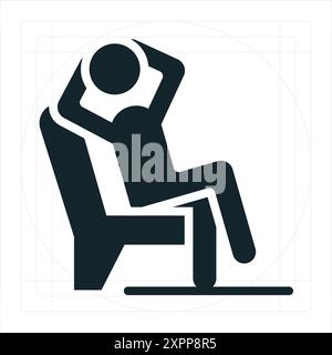 Man relaxing in armchair with hands behind head Stock Vector