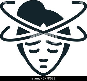 Woman feeling dizzy, suffering from vertigo or migraine attack icon Stock Vector