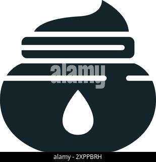 Skin care cream jar icon showing a drop falling into the moisturizer Stock Vector