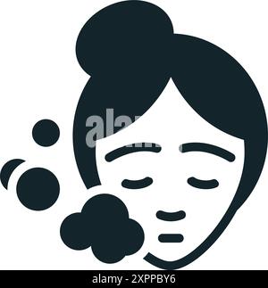 Woman enjoying relaxing facial spa treatment with steam icon Stock Vector