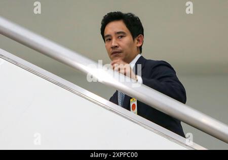 Former Move Forward Party leader Pita Limjaroenrat, arrives at the Constitution court in Bangkok. The Constitutional Court ordered the dissolution of the Move Forward Party and revoked the candidacy of the party's executive committee. The 1st and 2nd sets held office between 25 March 2021 and 31 January 2024, the period of the act that caused the dissolution of a political party, which is 10 years of offense. The executive committee of the party is prohibited from registering or participating in the establishment of a new political party for 10 years from the date of the court's order to diss Stock Photo