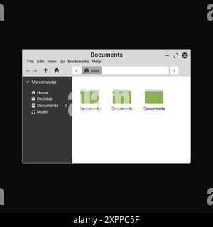 Document manager panel in green color. Digital explorer for computer. Stock Vector