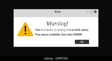 Error window on computer interface. Stock Vector