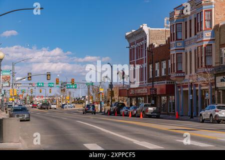 Cheyenne, WY, US-March 1, 2024: Historic downtown district of the state capital city with brick buildings dating to the 1800s. Stock Photo