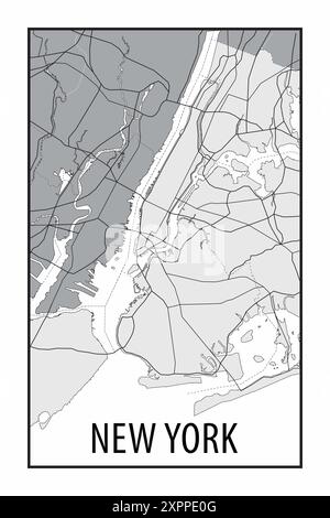 Black and white decoration poster with the map of New York city Stock Photo