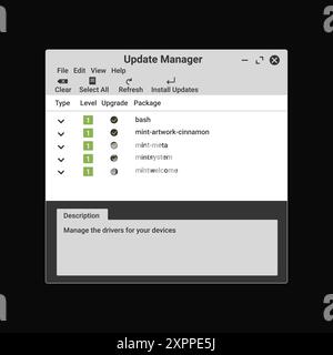 Modern update manager application in green color. Stock Vector